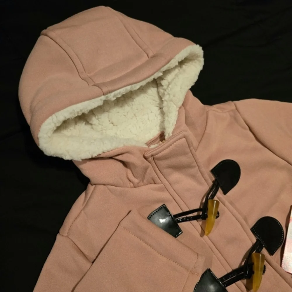 Pink Platinum Girls Peacoat Hooded Toggle Fleece Jacket Blush NWT‎ Size 4 XS